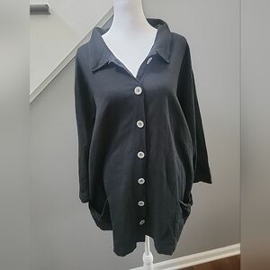 FRESH PRODUCE Button Down Jacket Black Made In USA 100% Cotton XXL